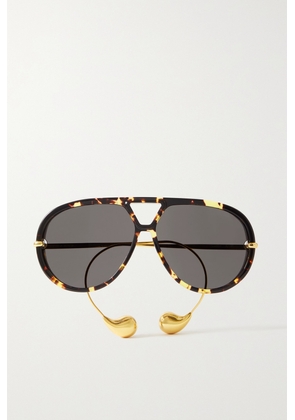Bottega Veneta Eyewear - Embellished Aviator-style Tortoiseshell Recycled-acetate And Gold-tone Sunglasses - Brown - One size