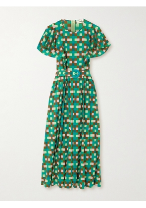 Diane von Furstenberg - Damon Belted Ruffled Printed Cotton-blend Midi Dress - Green - US0,US2,US4,US6,US8,US10,US12,US14