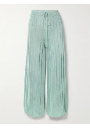 Calle Del Mar - Ribbed-knit Wide-leg Pants - Blue - x small,small,medium,large