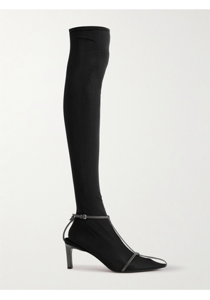 Jil Sander - Stretch-mesh And Leather Knee Boots - Black - IT36,IT36.5,IT37,IT37.5,IT38,IT38.5,IT39,IT39.5,IT40,IT40.5,IT41