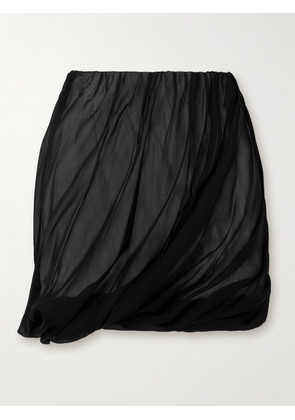 Helmut Lang - Bubble Draped Silk-chiffon Mini Skirt - Black - x small,small,medium,large,x large