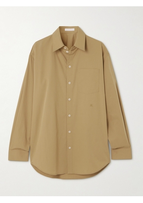 Helmut Lang - Embroidered Oversized Cotton-poplin Shirt - Brown - x small,small,medium,large