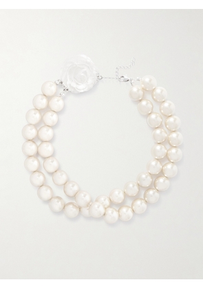 Magda Butrym - Appliquéd Faux Pearl Silver-tone Necklace - White - One size