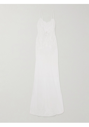 Rosamosario - Fatima, The Young Bride Chantilly Lace And Silk-organza Maxi Dress - White - x small,small,medium,large