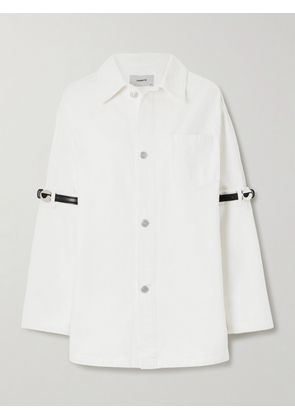 Coperni - Oversized Leather-trimmed Paneled Denim Jacket - White - x small,small,medium,large,x large