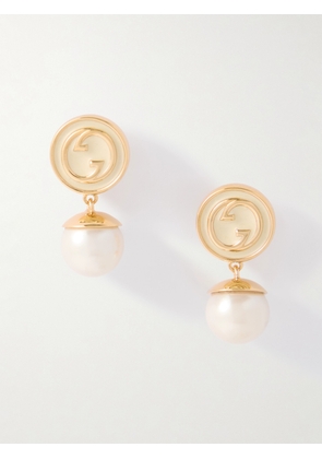 Gucci - Blondie Gold-tone, Faux-pearl And Enamel Earrings - One size