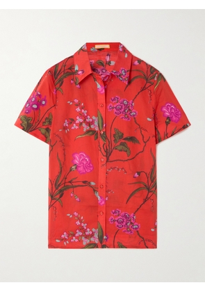 Erdem - Swinbrook Floral-print Cotton And Linen-blend Shirt - Red - UK 4,UK 6,UK 8,UK 10,UK 12,UK 14,UK 16