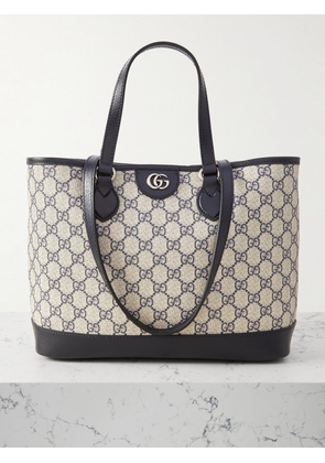 Gucci - Ophidia Tess Leather-trimmed Printed Coated-canvas Shoulder Bag - Neutrals - One size