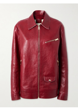 Gucci - Logo-embossed Leather Biker Jacket - Red - IT38