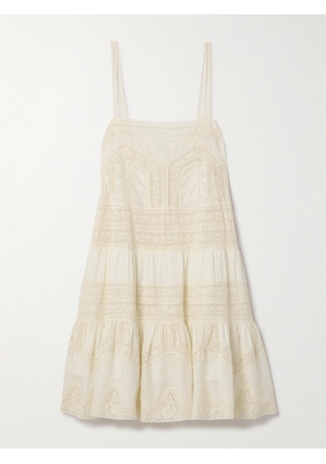Zimmermann - Halliday Cotton-voile And Lace Mini Dress - Cream - 00,0,1,2,3,4