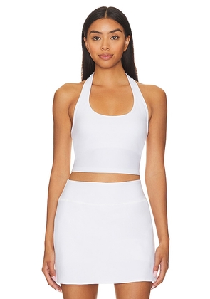 Beyond Yoga Spacedye Well Rounded Cropped Halter Tank in White. Size M, S, XL, XS.