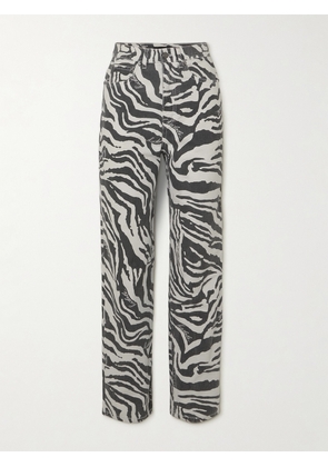 ROTATE Birger Christensen - Zebra-print Organic Denim High-rise Straight-leg Jeans - Animal print - 24,25,26,27,28,29