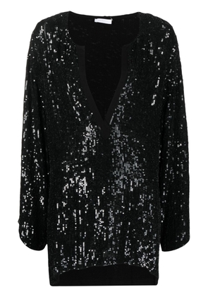 P.A.R.O.S.H. long-sleeve sequin blouse - Black