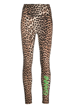 GANNI leopard-print high-waisted leggings - Brown