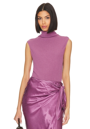 Enza Costa Sleeveless Knit Turtleneck Top in Purple. Size S.