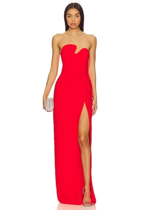 Amanda Uprichard X REVOLVE Strapless Puzzle Gown in Red. Size L, M, XL.