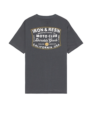 Iron & Resin Moto Club Tee in Grey. Size M, S, XL/1X.
