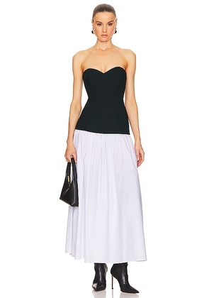 Helsa Faille Colorblock Midi Dress in Black,White. Size L, XL.