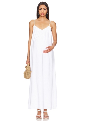 BUMPSUIT Linen Maxi Maternity Dress in White. Size M.