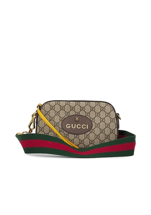 FWRD Renew Gucci GG Supreme Tiger Shoulder Bag in Beige.