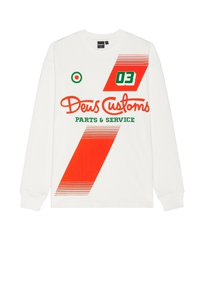Deus Ex Machina Campaign Long Sleeve Tee in White. Size M, S, XL/1X.