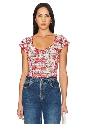 Free People Oh My Baby Tee in Red. Size M, S, XL, XS.