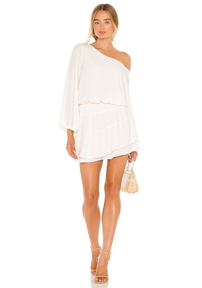 krisa One Shoulder Ruffle Skirt Dress in Ivory. Size XS.