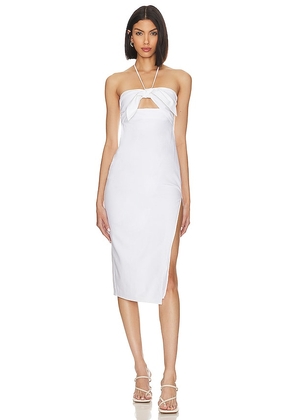 MAJORELLE x Jetset Christina Olive Midi Dress in White. Size L, S, XL, XS.