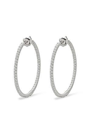 Mattia Cielo 18kt white gold and titanium Rugiada front and back diamond hoop earrings - Silver