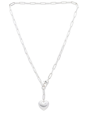 Jenny Bird Puffy Heart Chain Necklace in Metallic Silver.