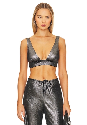 Only Hearts Eclipse Velvet Band Bralette in Metallic Silver. Size M.