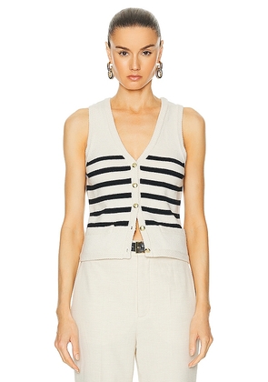 L'Academie by Marianna Calanth Striped Vest in White. Size XL.
