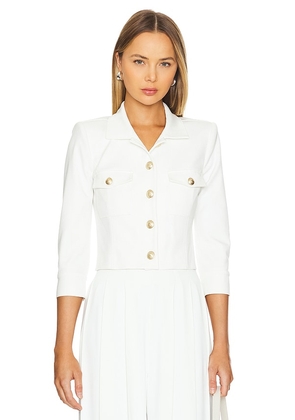L'AGENCE Kumi Cropped Fitted Jacket in White. Size 4, 6, 8.