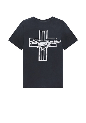 ONE OF THESE DAYS Mustang Cross Tee in Black. Size M, XL/1X.