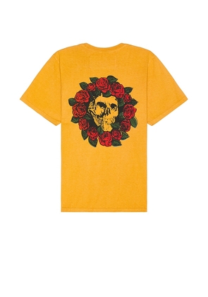 ONE OF THESE DAYS Wreath Of Roses Tee in Mustard. Size M, S, XL/1X.