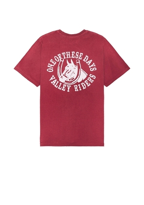 ONE OF THESE DAYS Valley Riders Tee in Burgundy. Size M, S, XL/1X.