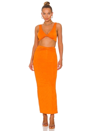superdown Joana Maxi Skirt Set in Orange. Size M, S, XL, XS, XXS.