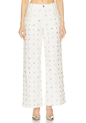 PatBO Beaded Wide Leg in White. Size 4, 6, 8.