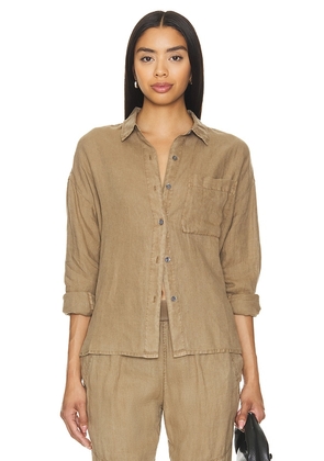 James Perse Oversized Shirt in Olive. Size 0/XS, 2/M, 3/L, 4/XL.