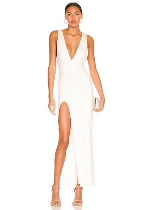 superdown Erika Deep V Jersey Maxi in Ivory. Size L, S.
