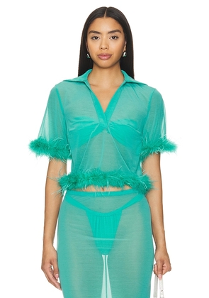 Lovers and Friends Aziza Sheer Top in Green. Size M, S, XL, XS, XXS.