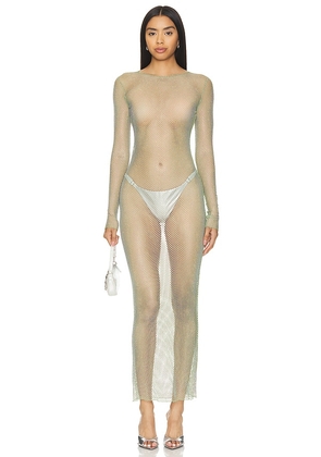 Kim Shui Fishnet Long Sleeve Dress in Nude. Size M, S, XS.