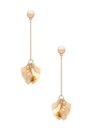 SHASHI Petunia Earrings in Metallic Gold.