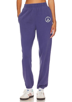 Spiritual Gangster Peace Boyfriend Pocket Sweatpants in Blue. Size S.