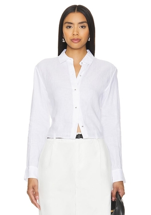 Theory Crop Taper Shirt in White. Size XL.