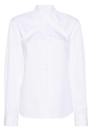 Off-White cross-collar cotton-poplin shirt
