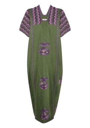 Pippa Holt embroidered cotton midi dress - Purple