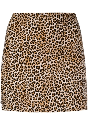 Norma Kamali leopard-print fitted miniskirt - Neutrals