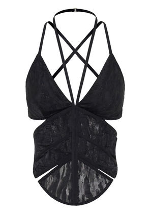 Dion Lee camouflage-lace corset top - Black