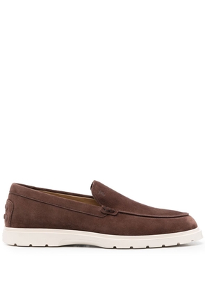 Tod's suede almond-toe loafers - Brown